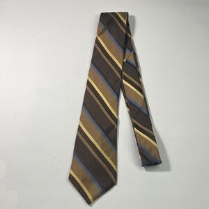 Elegant Brown and Gold Striped Men's Tie